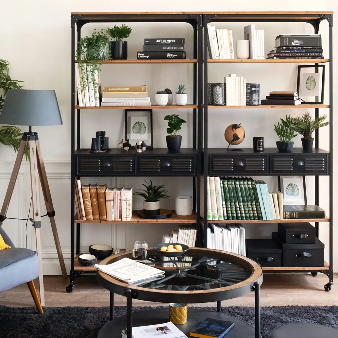 ATMOSPHERA Bibliothèque 4 étagères et 2 tiroirs "Cierna" Best