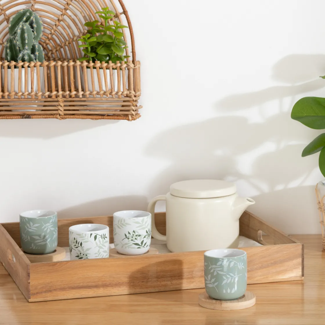 ATMOSPHERA Coffret 4 tasses "Green Harmony" New