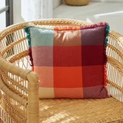 ATMOSPHERA Coussin madras à franges "Yucatan" Best