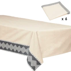 ATMOSPHERA Ensemble nappe et 6 serviettes "Inuit", coton Best