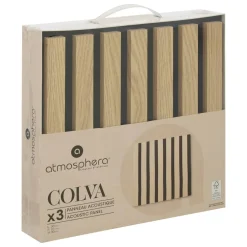 ATMOSPHERA Lot de 3 panneaux décoratifs tasseaux bois Colva Discount