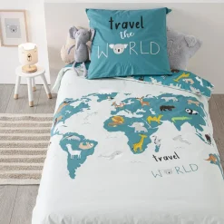 ATMOSPHERA Parure de lit enfant 2 pièces "Carte du monde" Outlet