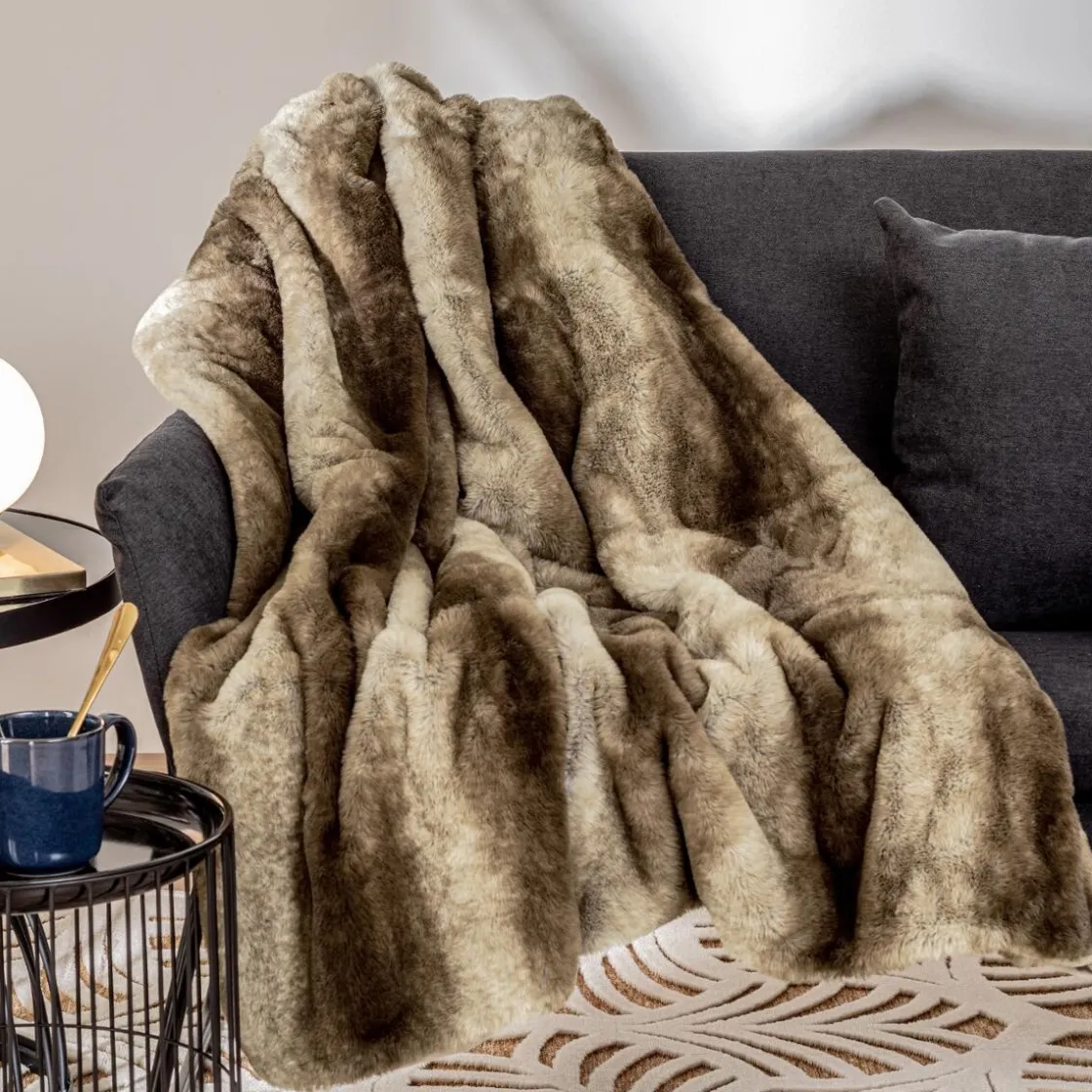 ATMOSPHERA Plaid "Grizzli" fausse fourrure