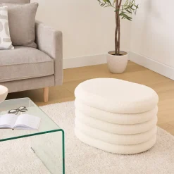 ATMOSPHERA Pouf coffre bouclette "Giulia" Sale