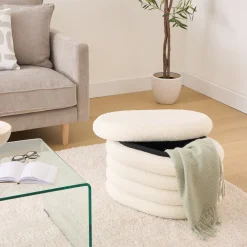 ATMOSPHERA Pouf coffre bouclette 