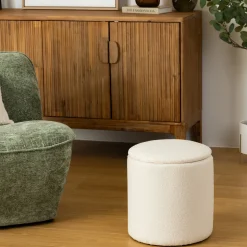 ATMOSPHERA Pouf coffre bouclette "Kaydi" Clearance