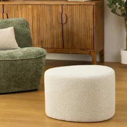 ATMOSPHERA Pouf galet bouclette "Estria" New