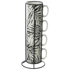 ATMOSPHERA Rack 4 mugs "Floral green" Outlet