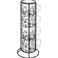 ATMOSPHERA Rack 4 mugs "White Floral"