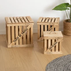 ATMOSPHERA Set de 3 boîtes cagettes "Colonial" Best