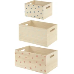 ATMOSPHERA Set de 3 cagettes enfant "Étoile" New