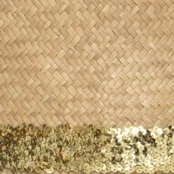 ATMOSPHERA Set de 3 paniers ronds à anses, roseau tressé, sequins dorés Sale