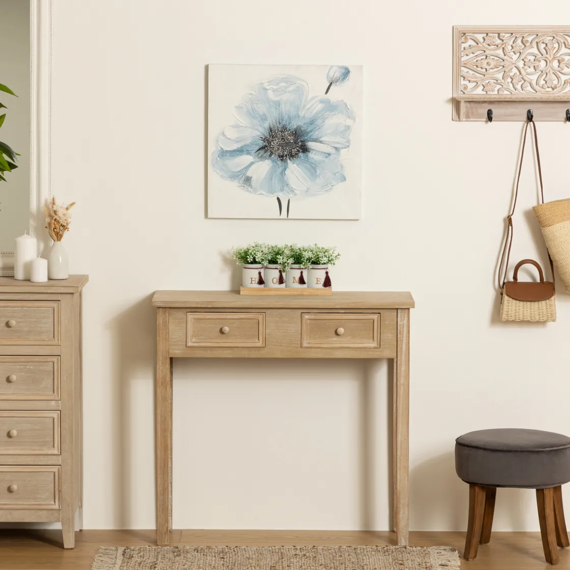 ATMOSPHERA Toile peinte "Fleurs" New