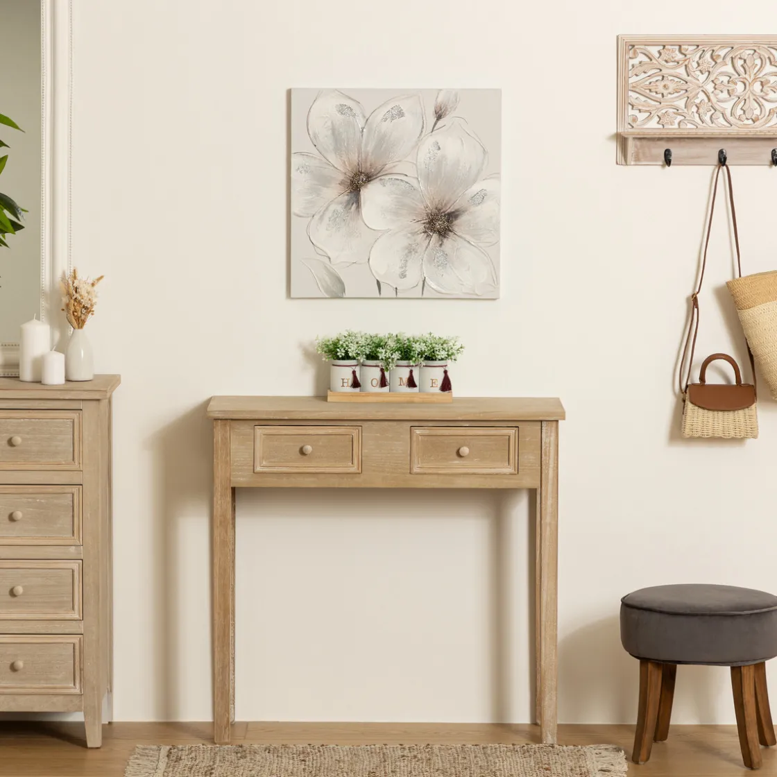 ATMOSPHERA Toile peinte "Fleurs" New